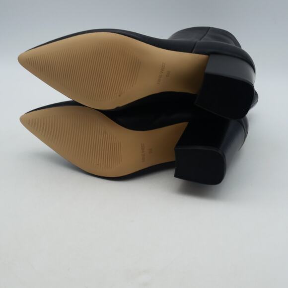 NEW Nine West Women's 9  Plumm Ankle Boot Black Leather Pointed Toe Heeled - Picture 6 of 7